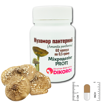 Мікродозінг PROFI Мухомор пантерний (Amanita pantherina) 60 капсул по 0,5 грама МХМП-6005 — Dikoros