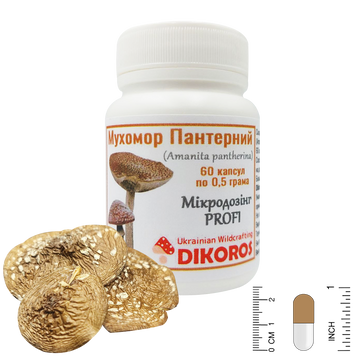 Мікродозінг PROFI Мухомор пантерний (Amanita pantherina) 60 капсул по 0,5 грама МХМП-6005 — Dikoros