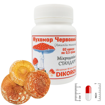 Microdosing Standart Mushroom red (Amanita muscaria) 0.5 grams 60 capsules