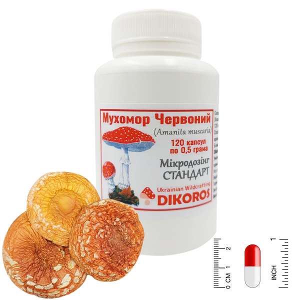 Microdosing Standart Mushroom red (Amanita muscaria) 0.5 grams 120 capsules