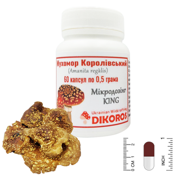 Microdosing king Royal fly agaric (Amaníta regális) 60 capsules 0.5 grams  МХМКР-600524 — Dikoros